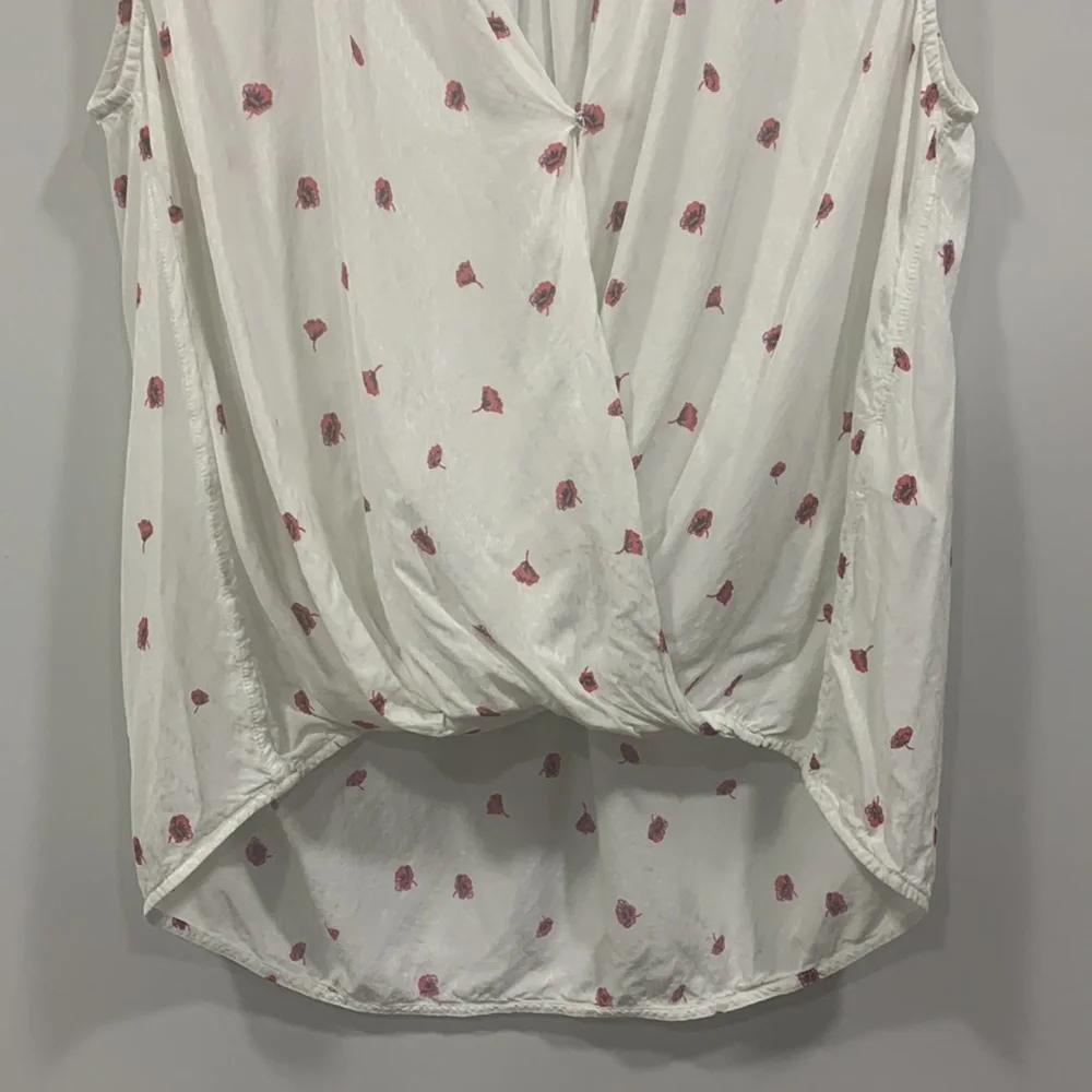 Rag & Bone White Floral Victor Sleeveless Faux Wrap Blouse Size Medium